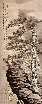  1707 Oil Painting - Shitao pin on the cliff 1707 traditional China